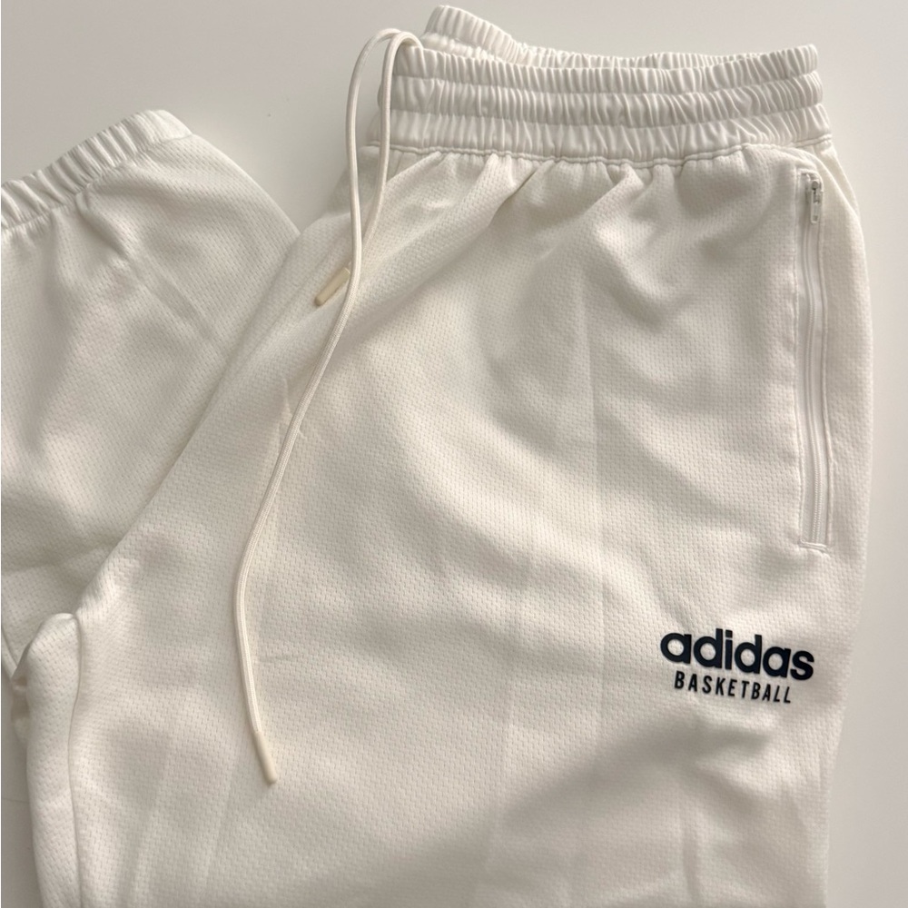 Adidas Men's Size XL Basketball Pants Off White Ankle Zip